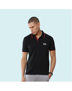 Greys&Blues Jacq Polo T-Shirt-Black with Red